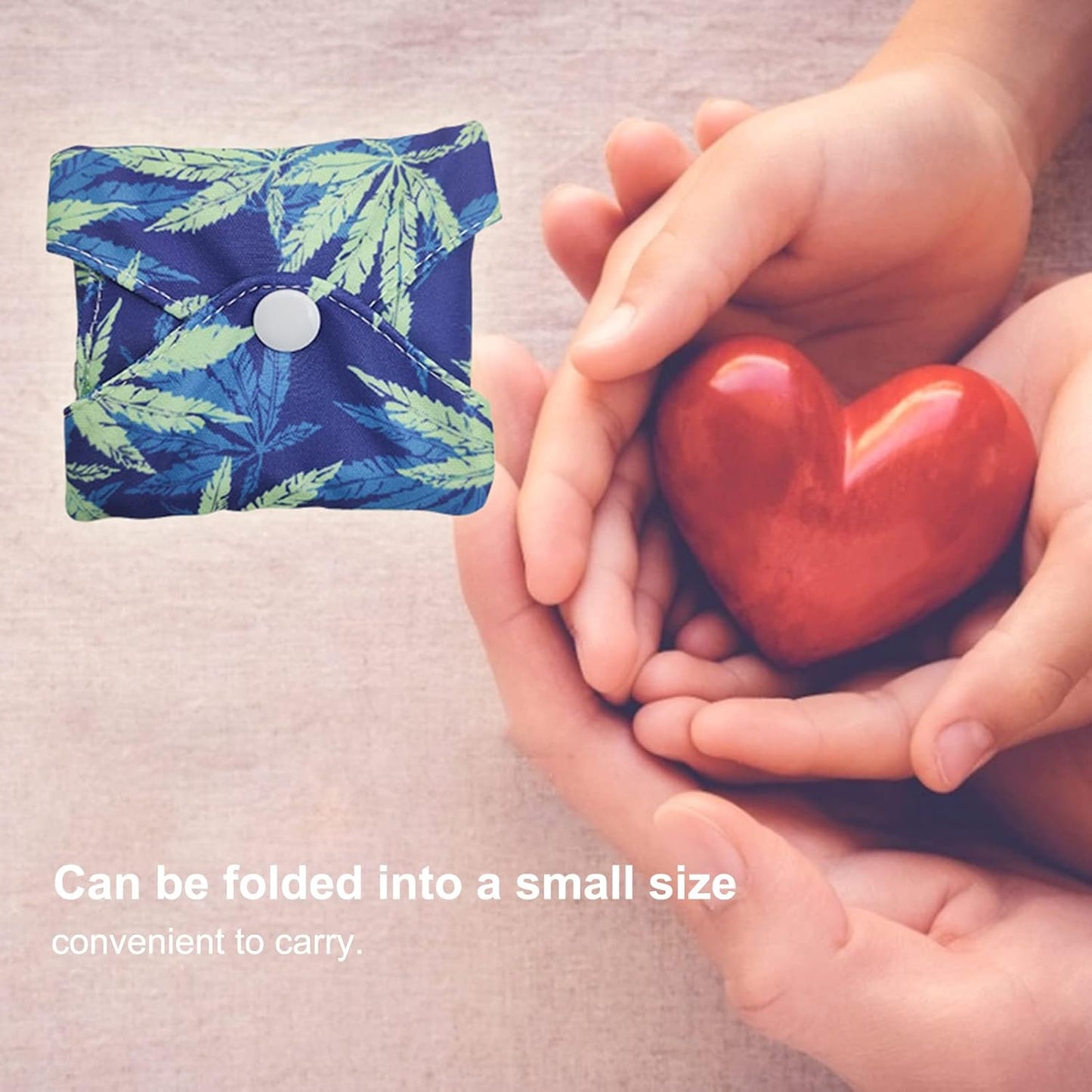 Close-up of soft fabric and snap closure on reusable cloth sanitary pad for women