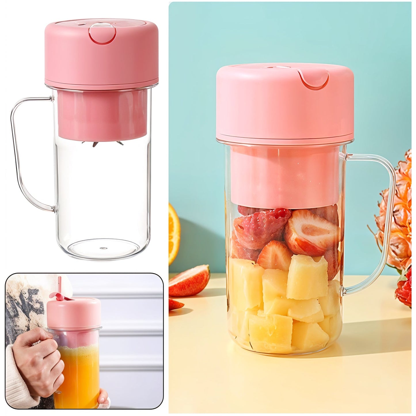 Full product view of the 420 ML portable juicer