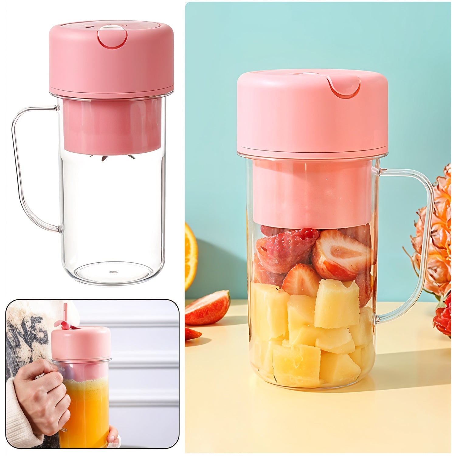 Full product view of the 420 ML portable juicer