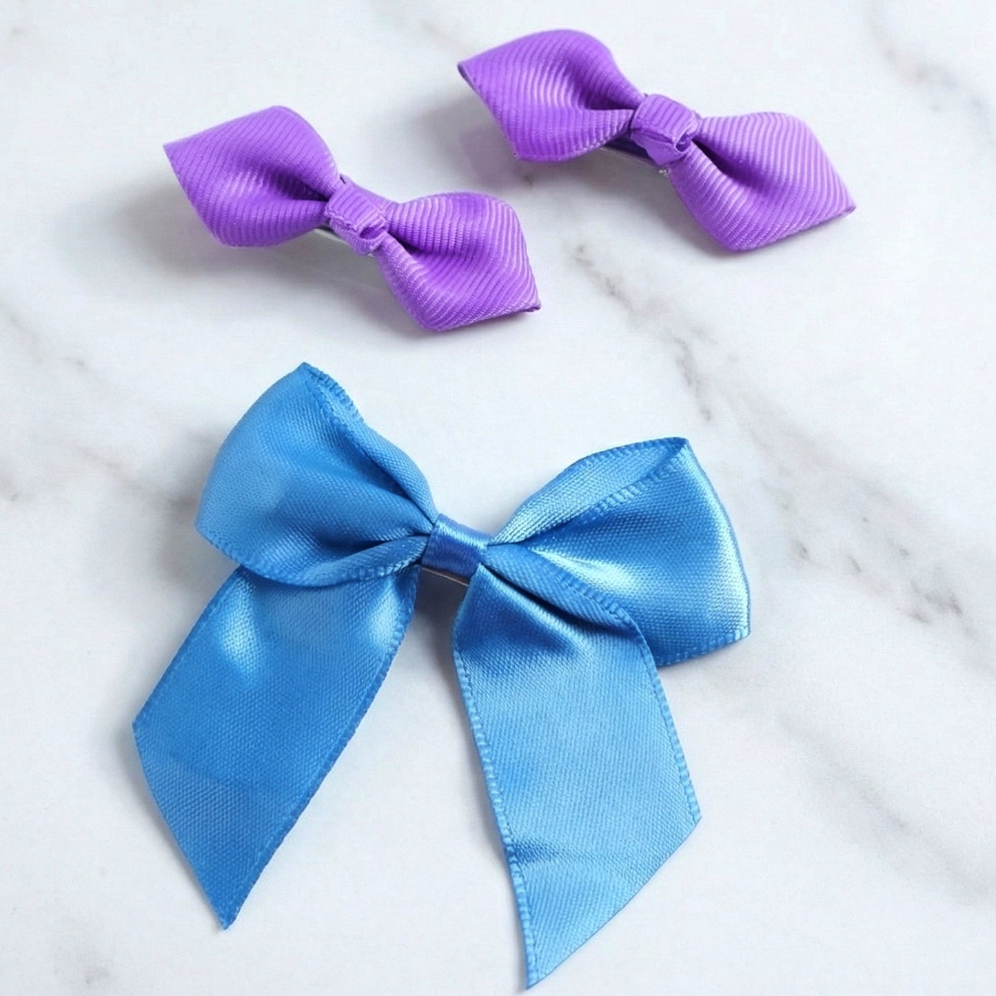 Three-piece set of elegant and stylish satin bow hair clips