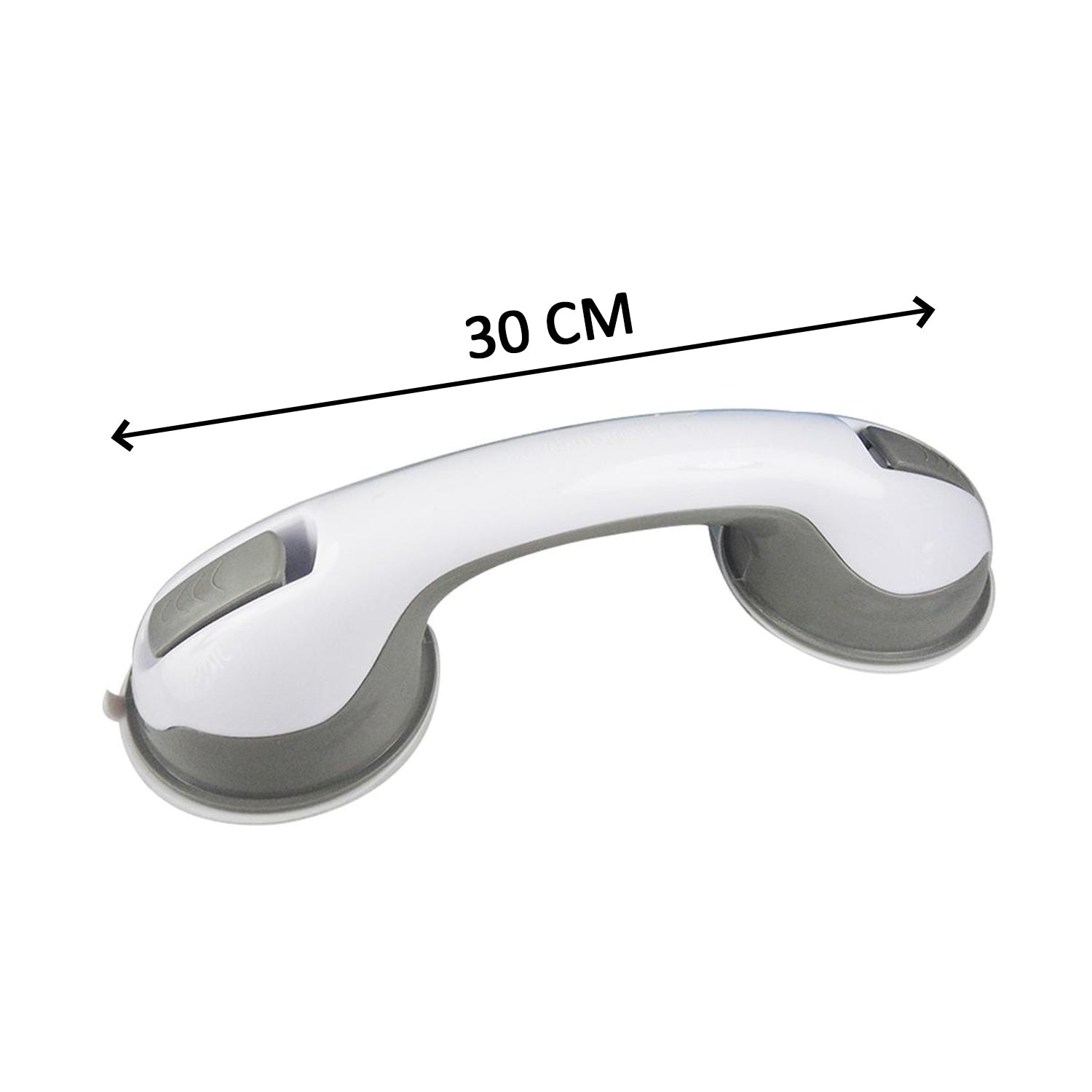 A white and gray suction grip handle is shown with a 30 CM measurement indicated by an arrow.