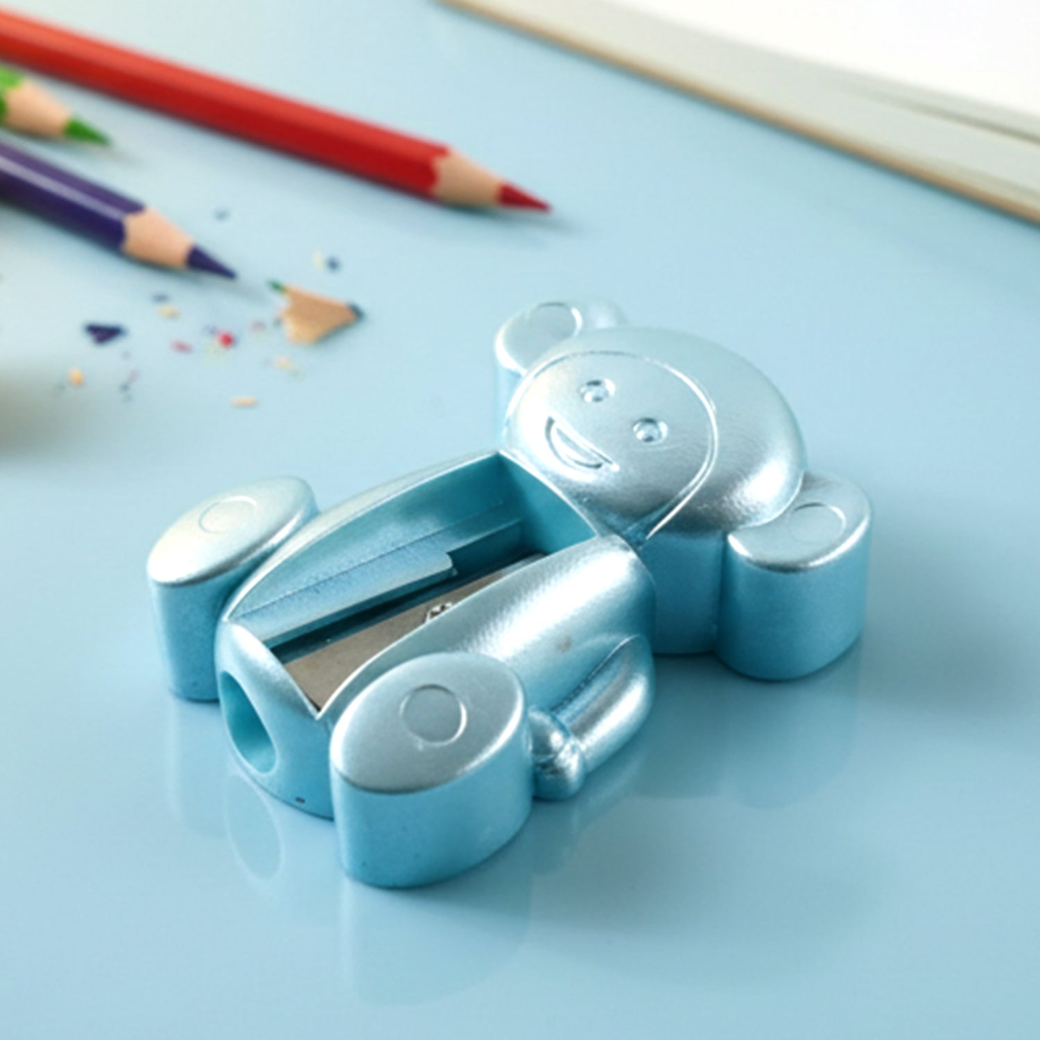Front view of monkey shape novelty pencil sharpener