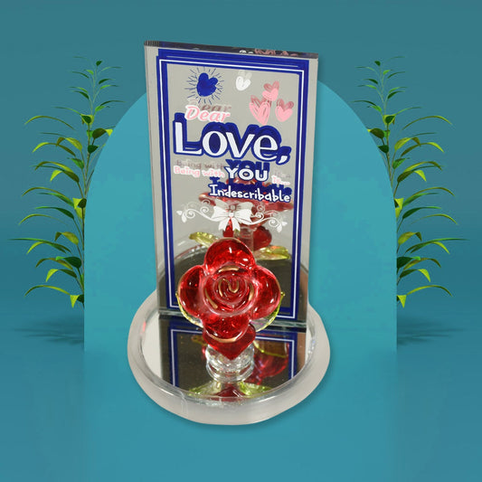 Romantic Rose Showpiece in a clear gift box, ready for gifting.