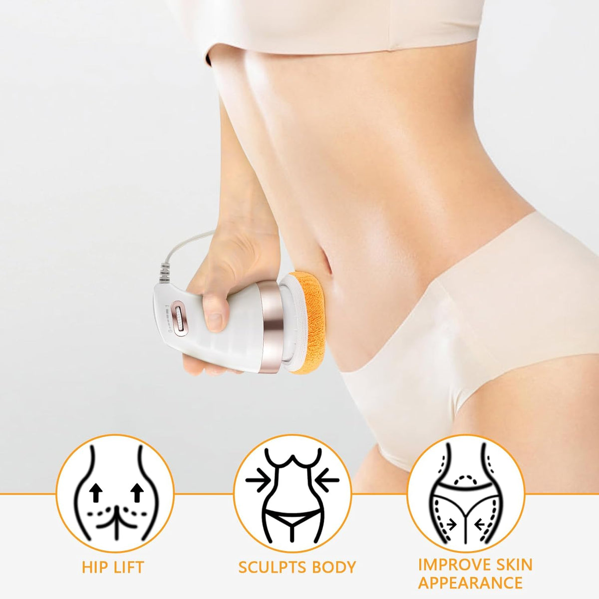 Woman enjoying a relaxing massage on her arm with the VelvaBloom electric handheld massager