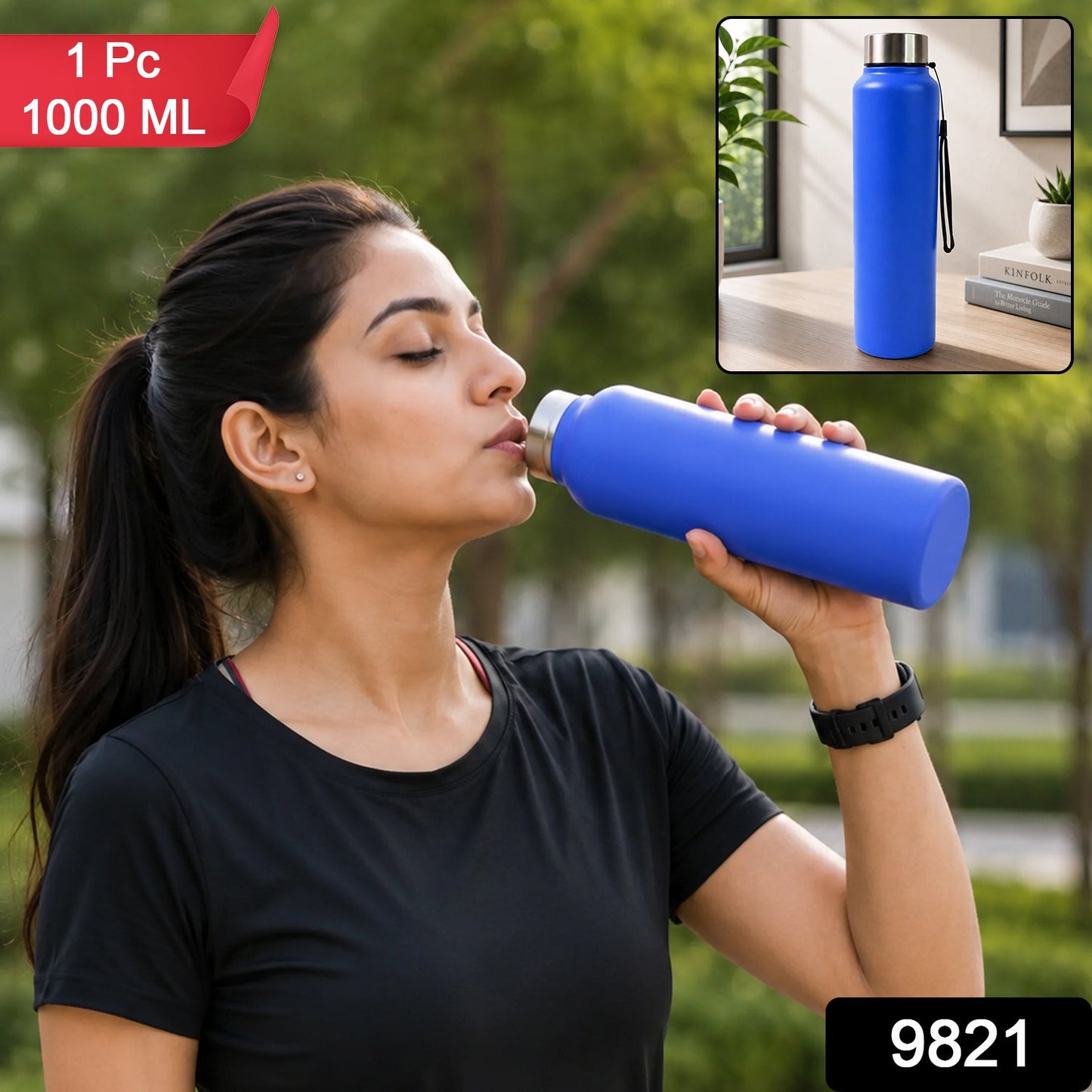 Women Stainless Steel Leak Proof Water Bottle 1000 ML Gym Daily Use (1 Pc)