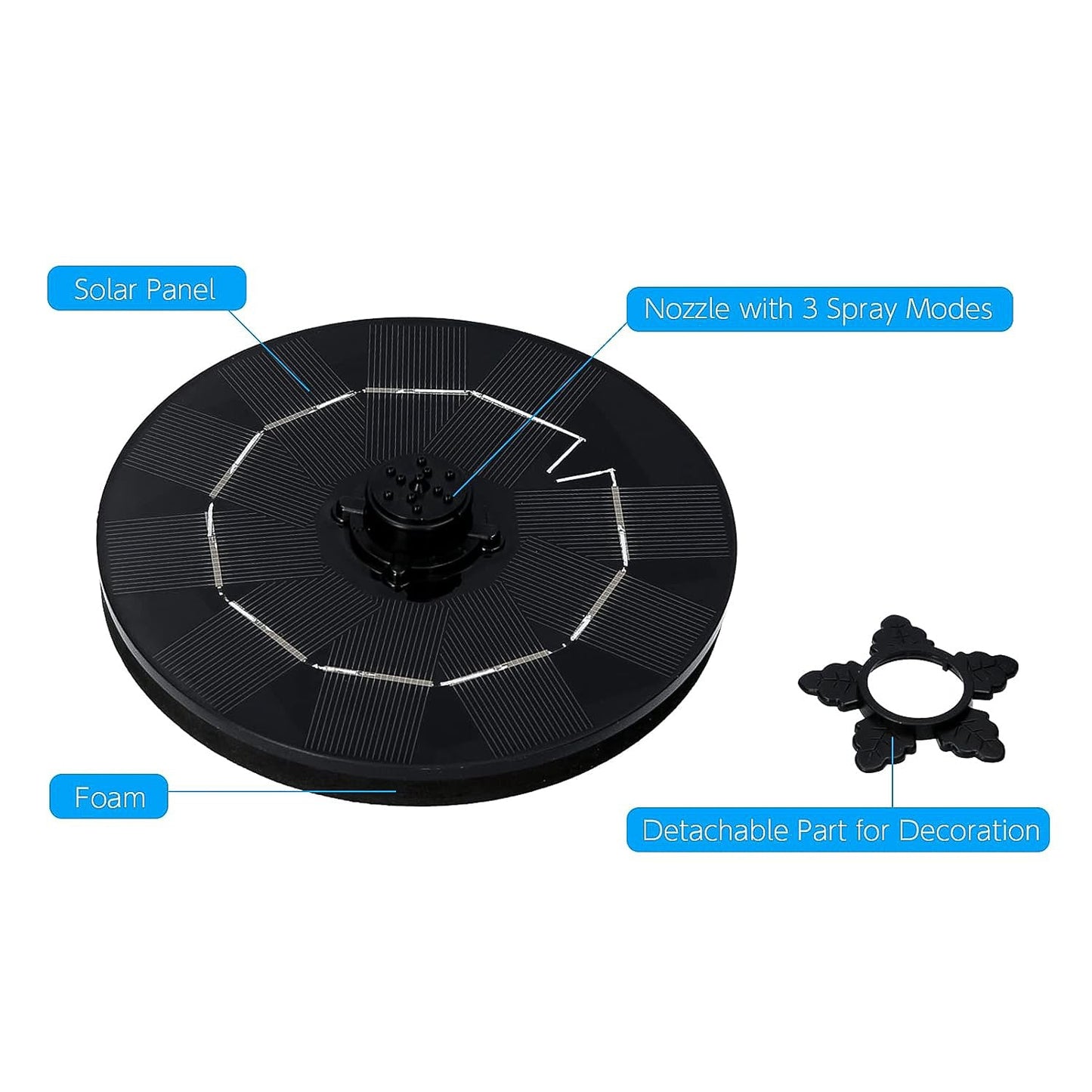 Compact floating solar fountain pump enhancing garden water feature