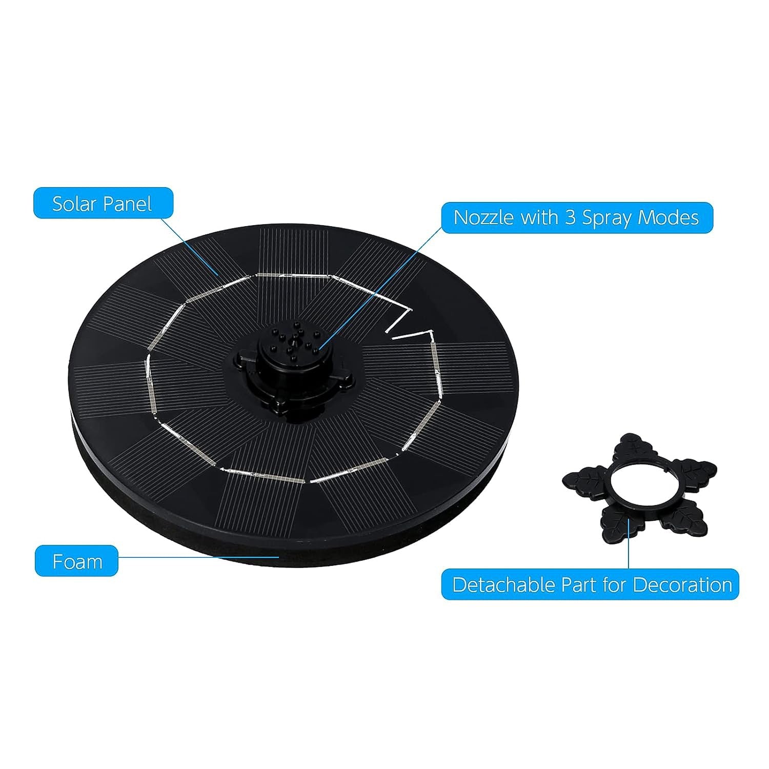 Compact floating solar fountain pump enhancing garden water feature