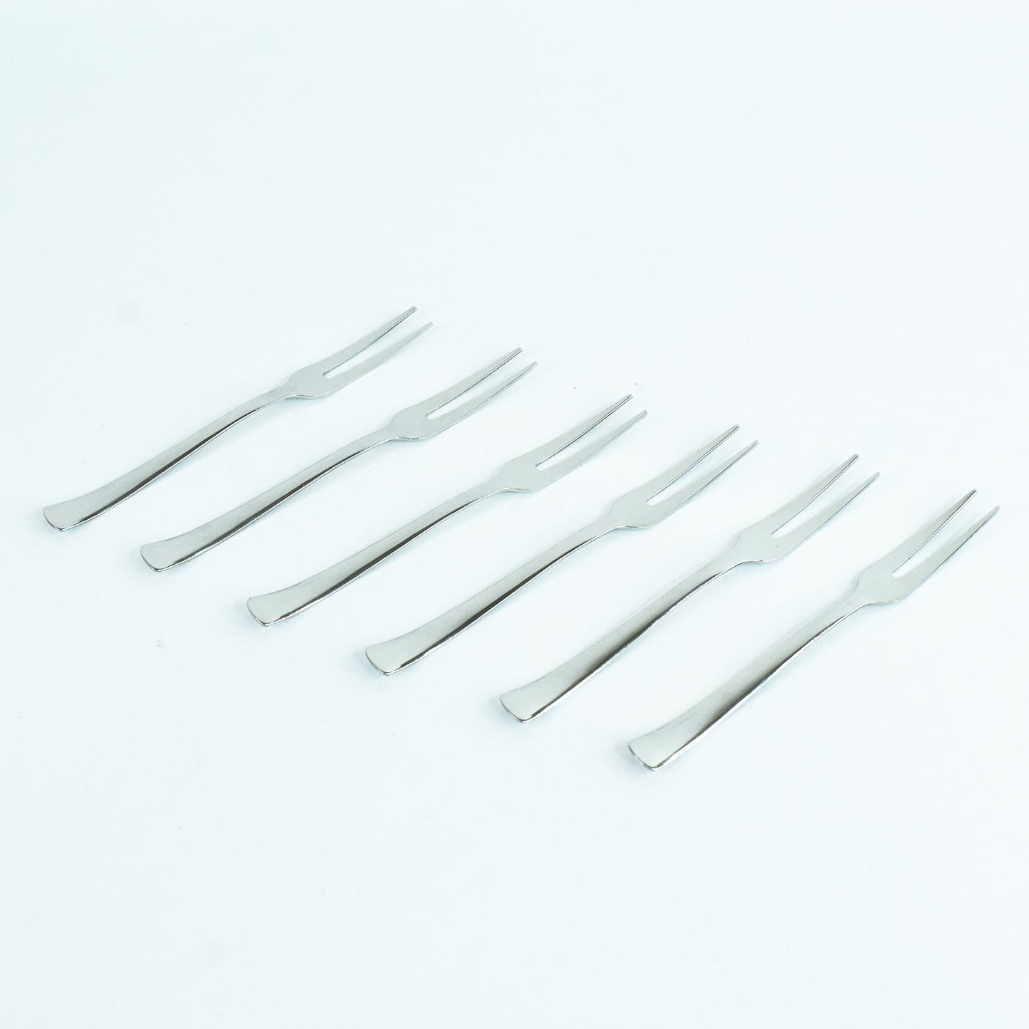 Apex stainless steel fruit fork set showcased for parties and gifting