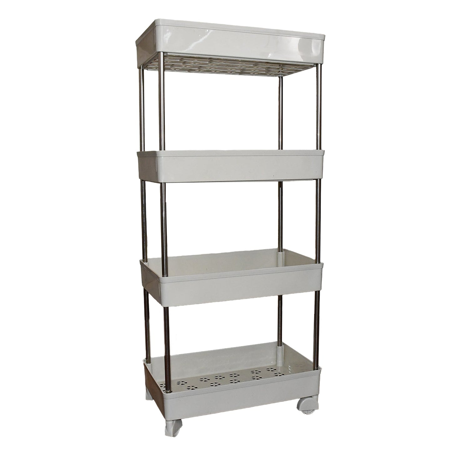 Flexible 4 layer kitchen storage rack with steel and plastic