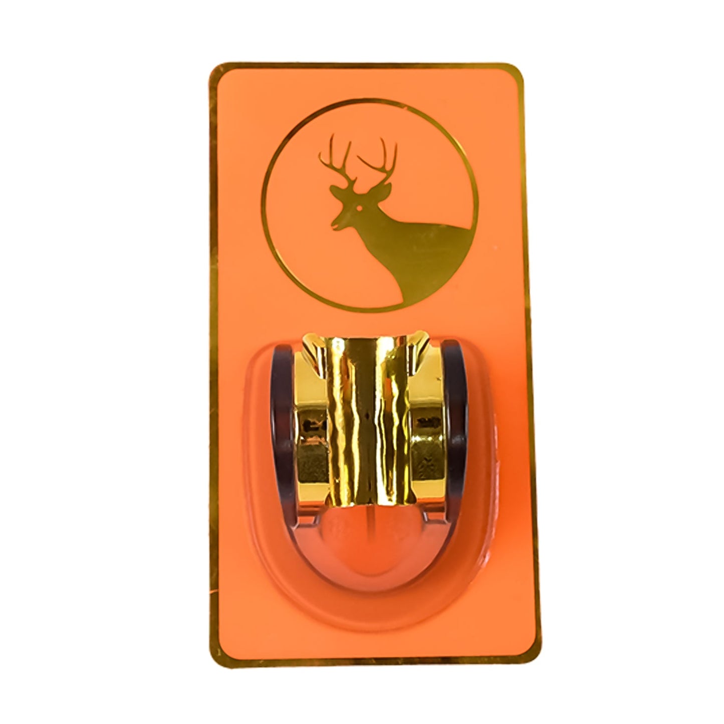 Gold-finish shower bracket with durable self-adhesive mounting base