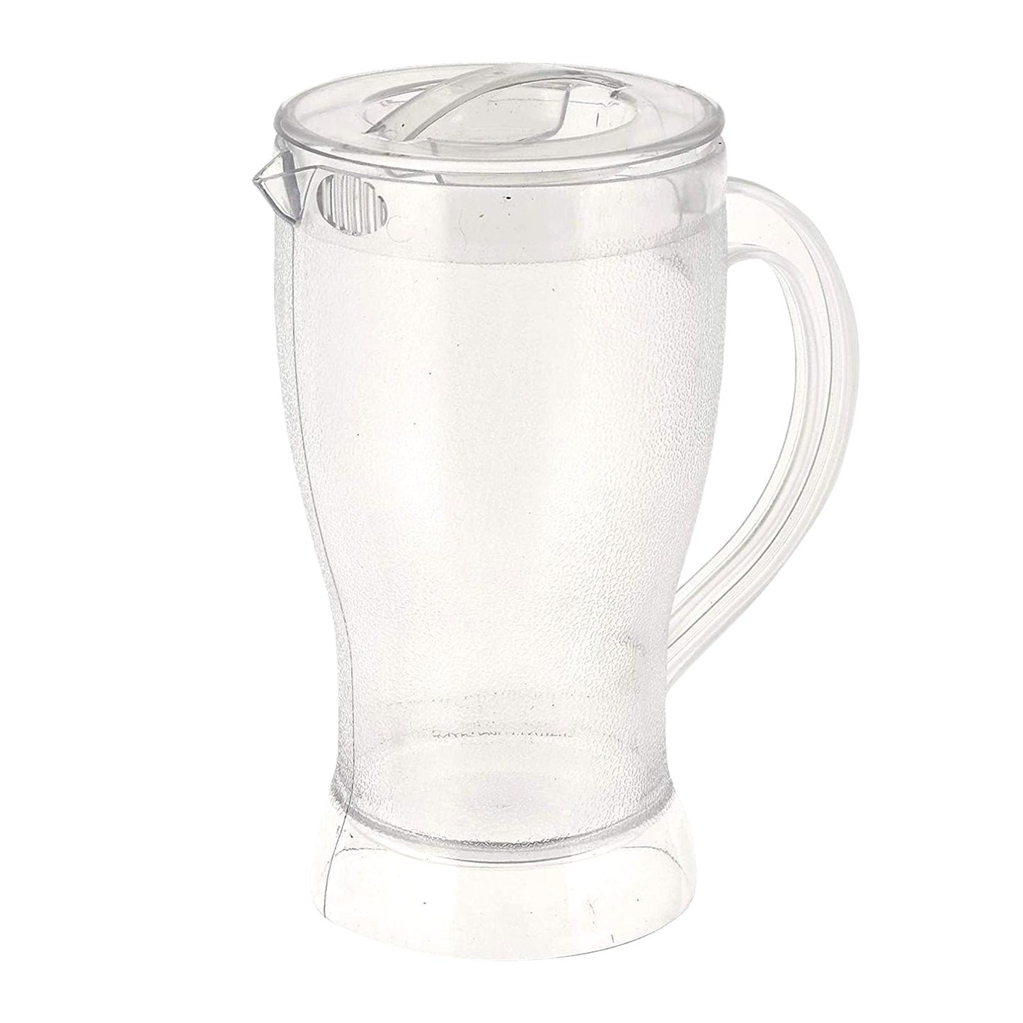 Lemon jug with clear body and spill-resistant lid for fresh drinks