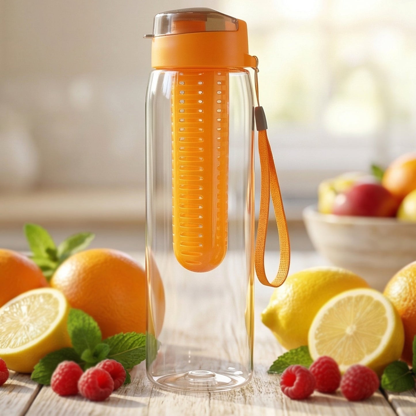 Stylish, portable fruit infuser bottle for daily hydration