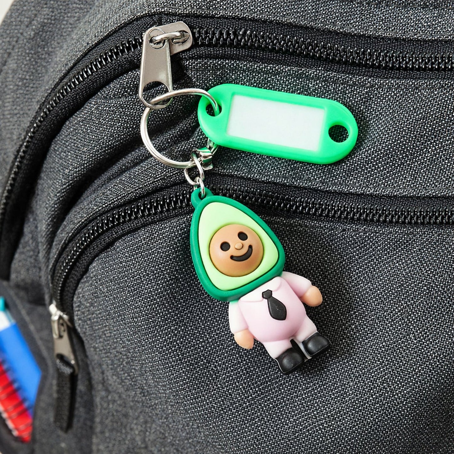 Cute avocado figure keychain with name tag for kids and students
