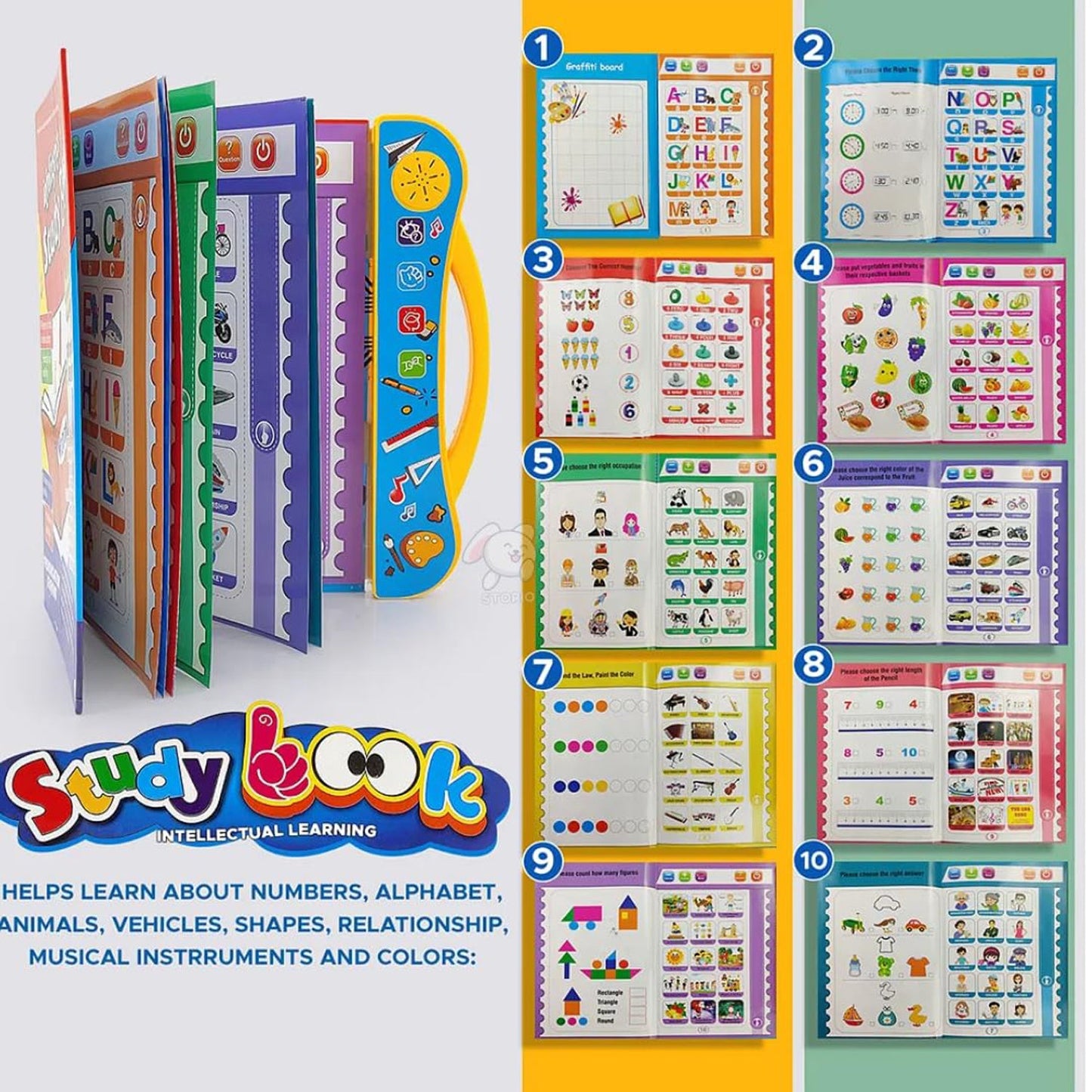 Learning book set for toddlers with phonics sound features