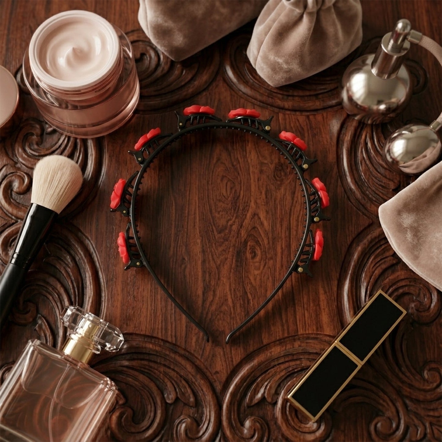 Mini claw clip headband with floral decoration