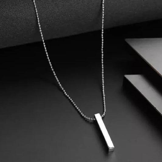 Minimalist stainless steel locket necklace with a sleek stick pendant.