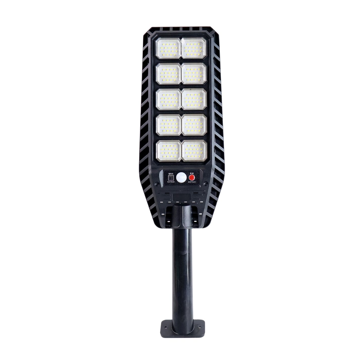Motion-activated solar street light enhancing security and saving energy