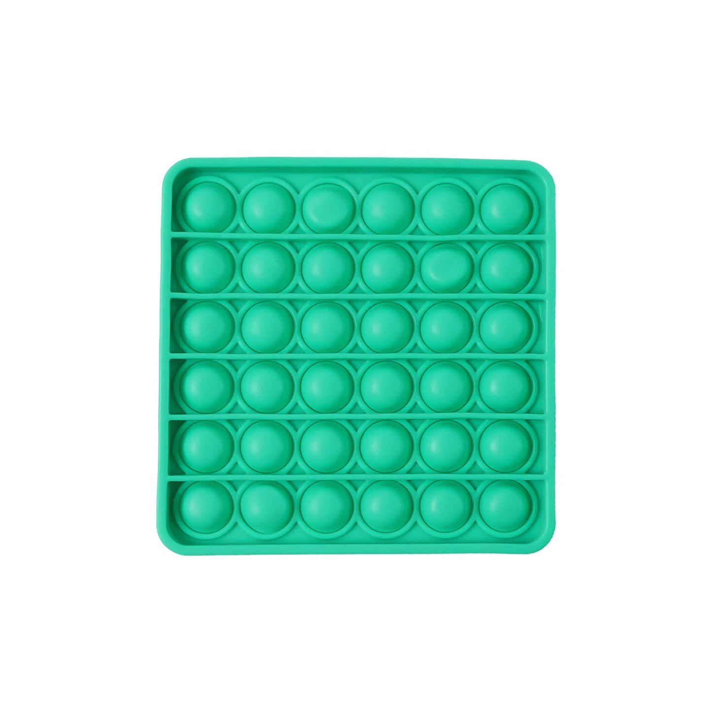 Square-shaped silicone Pop It toy in detail