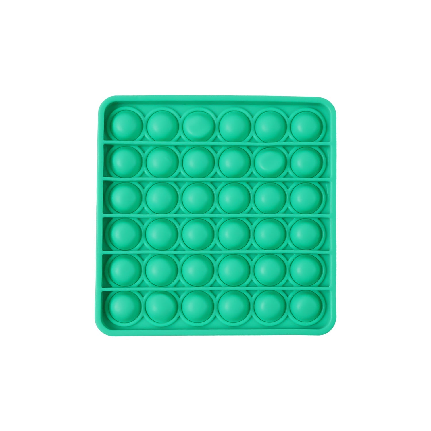 Square-shaped silicone Pop It toy in detail