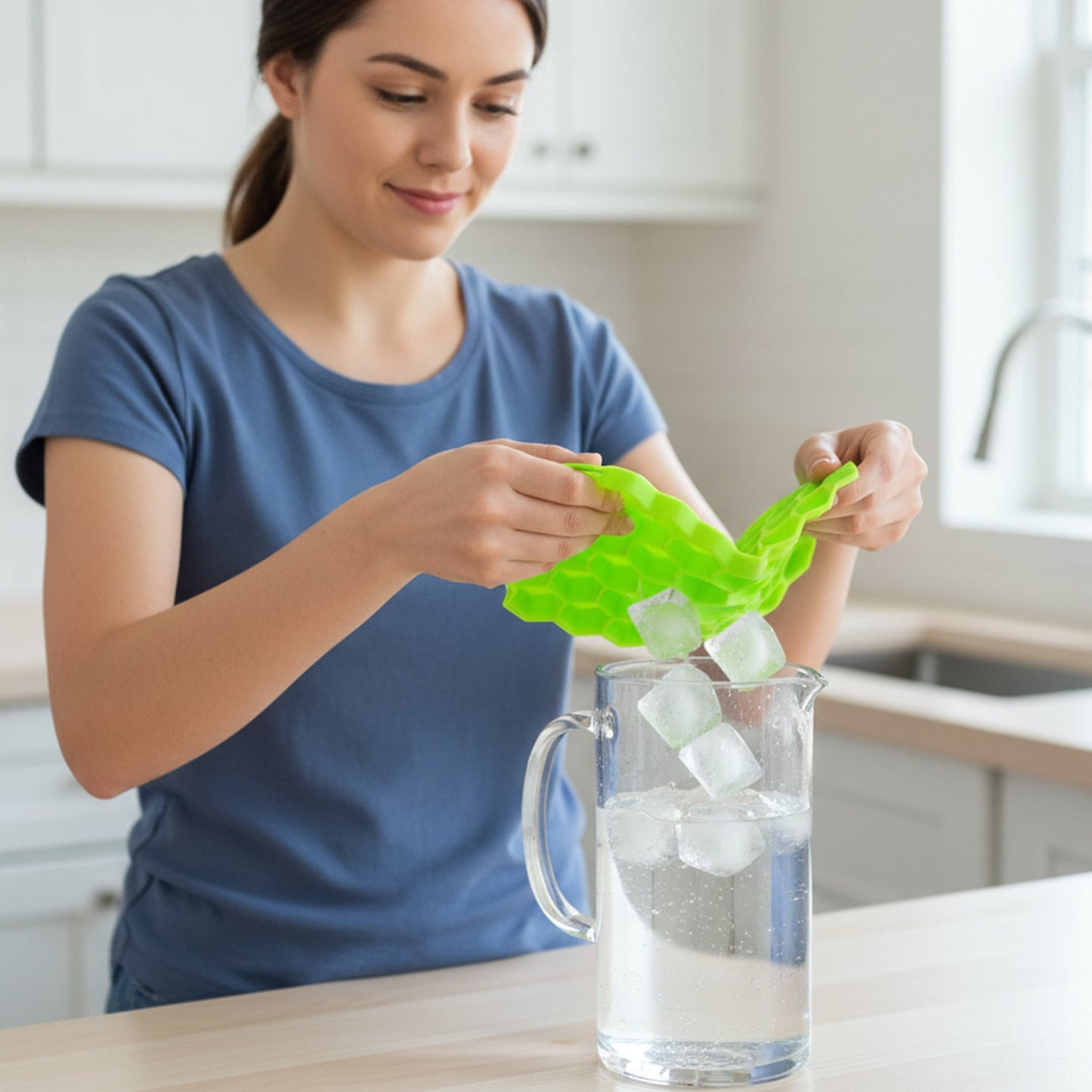 Ice tray with lid and honeycomb pattern for home use