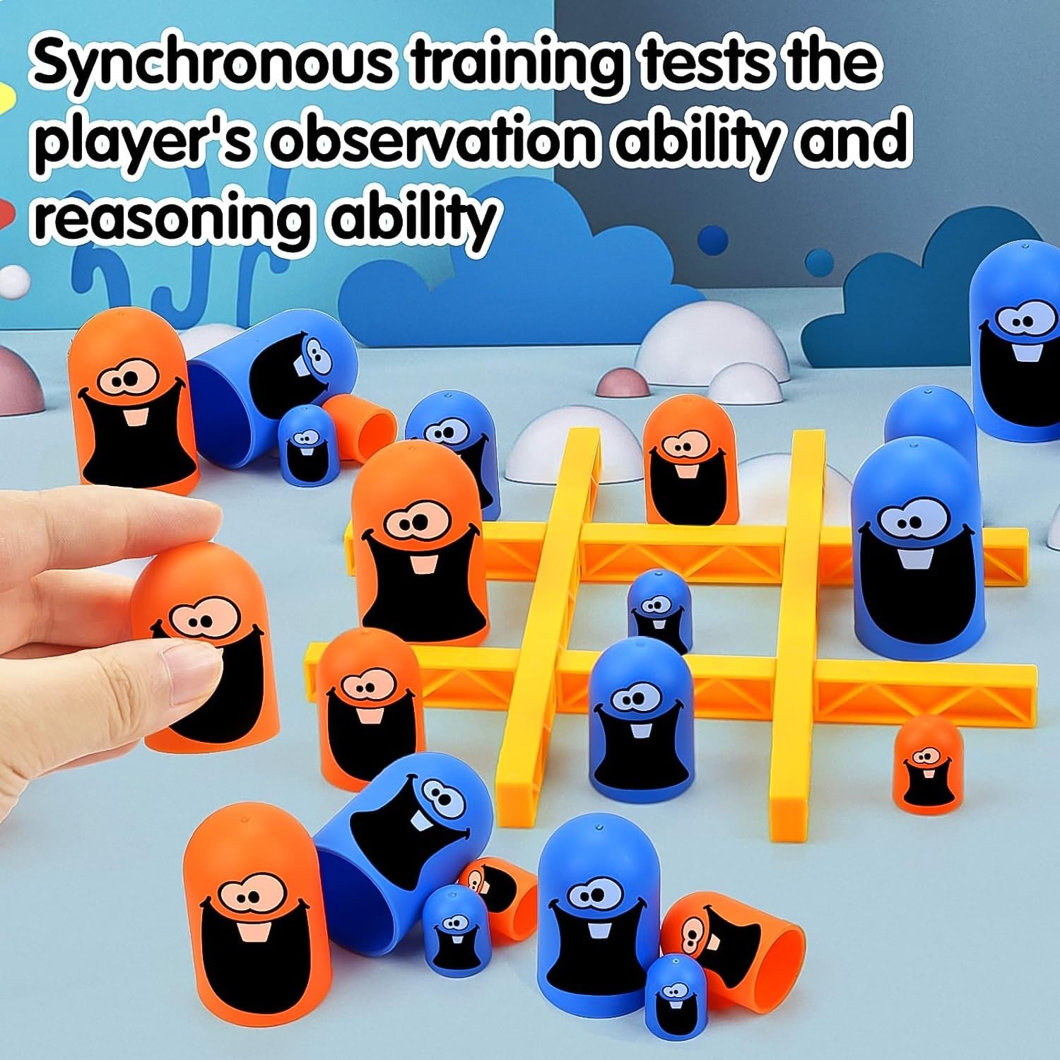 Overhead view of an active Gobble Game, with pieces strategically placed.
