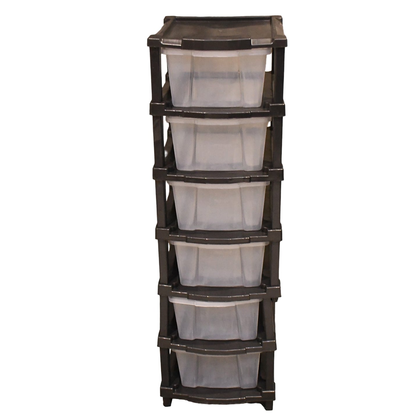 Clean layer modular organizer featuring transparent plastic drawers