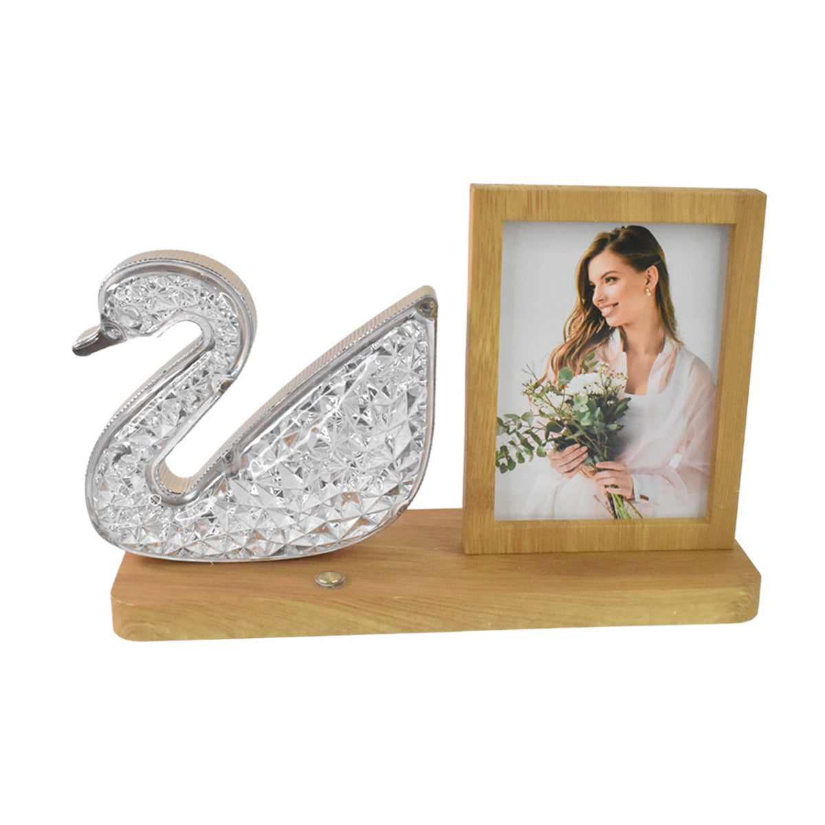 Decorative duck LED night lamp made of crystal with photo display