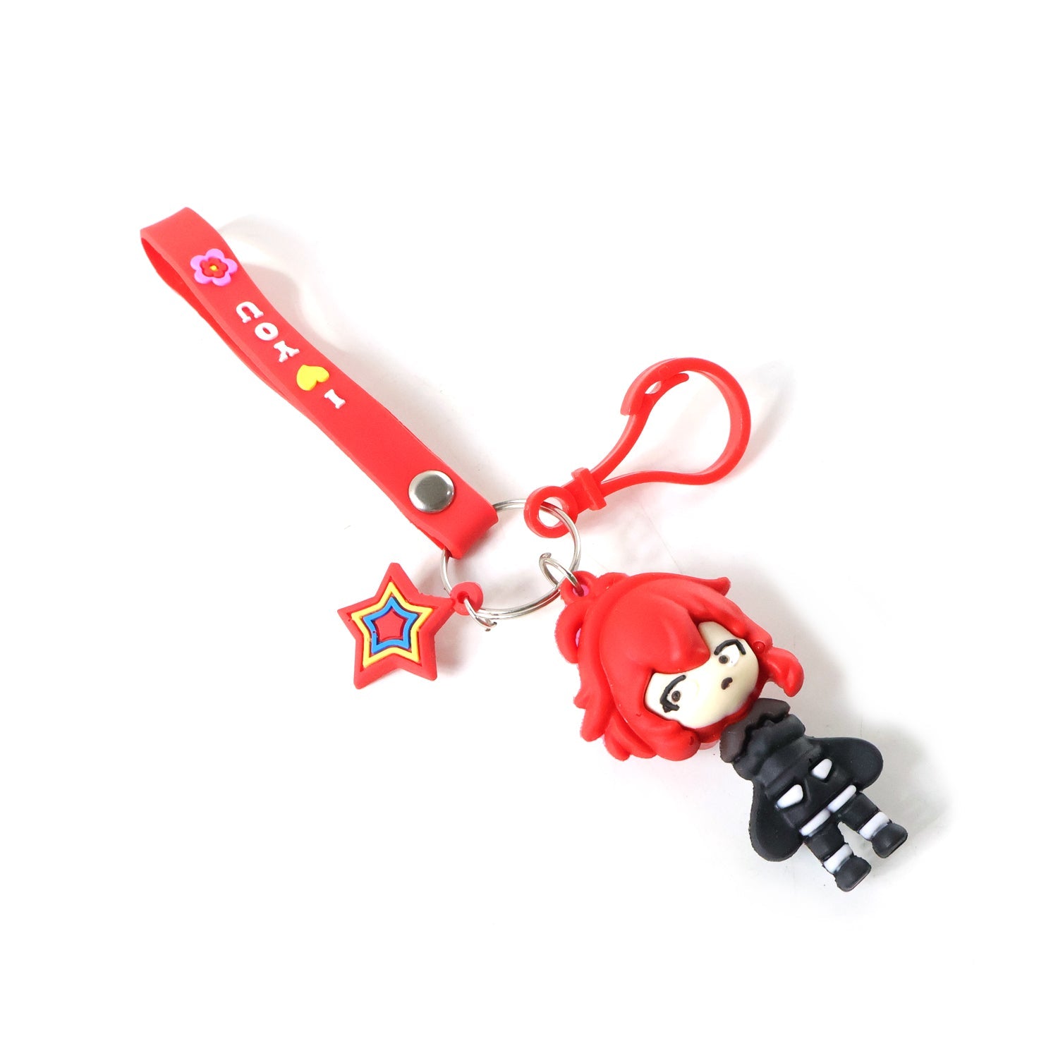 Cute girl doll keychain with strap holder for bags