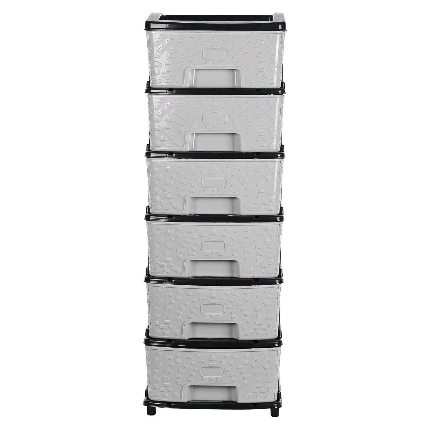 Stone wave design textured plastic drawers on 6-layer storage cabinet