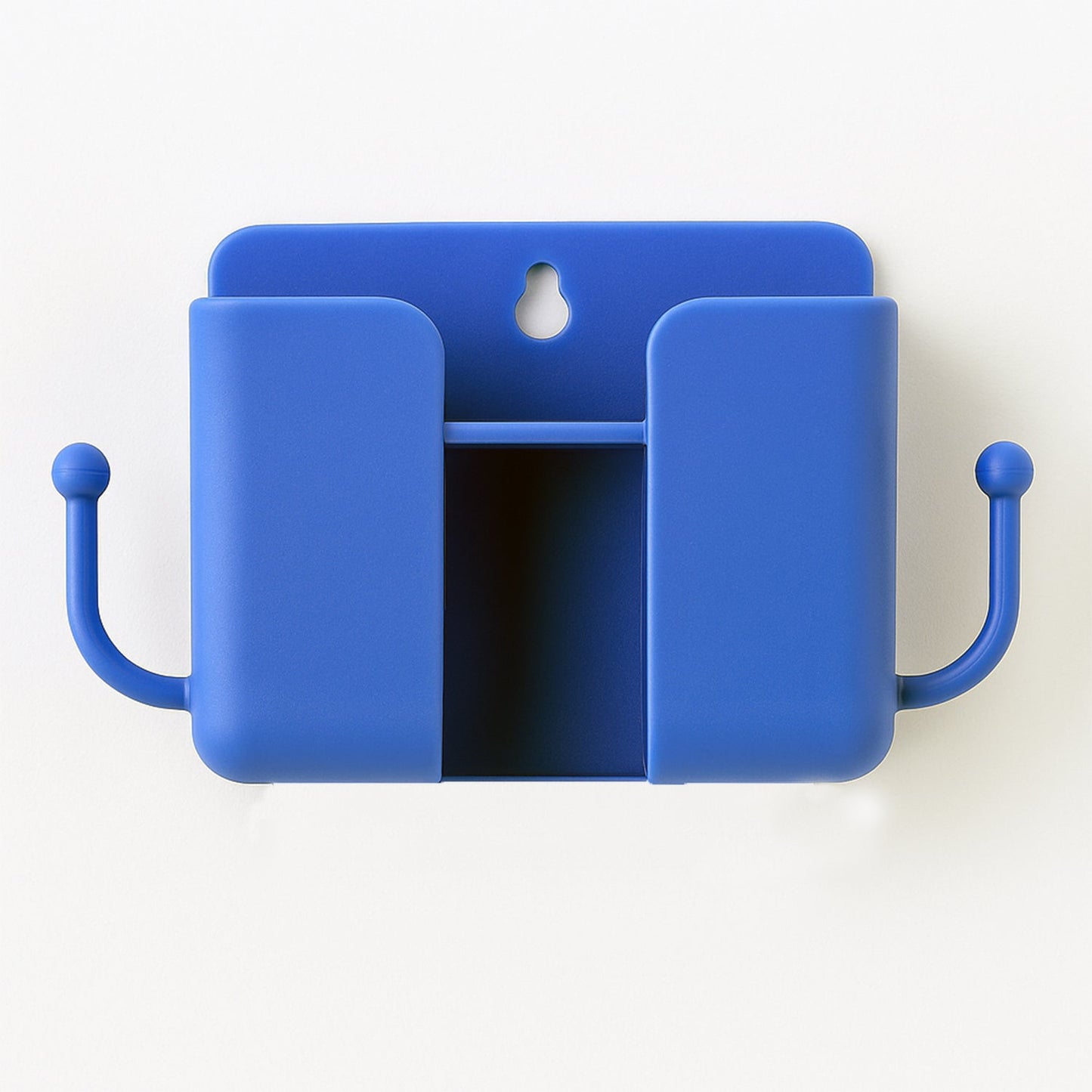 Wall fixable blue mobile stand with hook for phone and accessories
