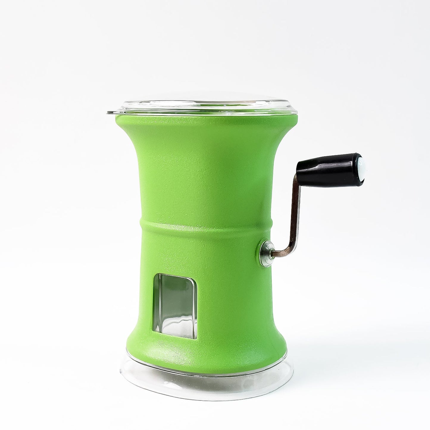 Top view showing transparent ingredient window of manual dry fruit cutter