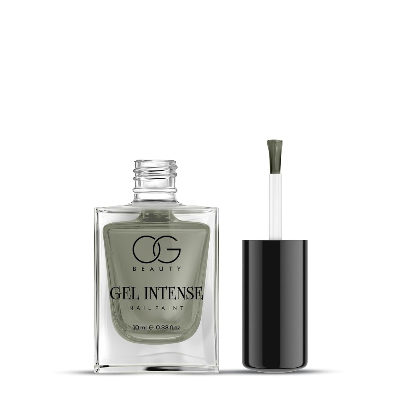 Pearl grey nail polish bottle showing rich pigment and durable shine