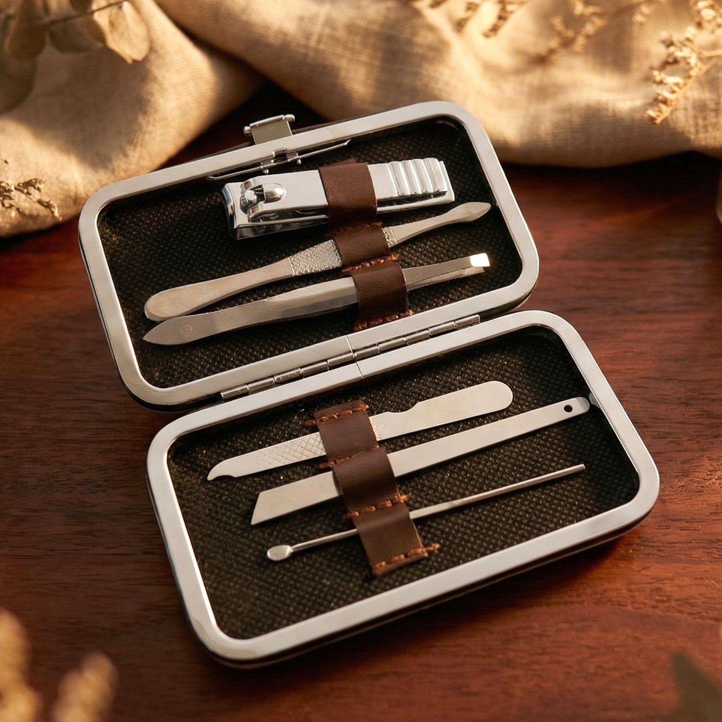 Beauty nail care accessories included in manicure pedicure set