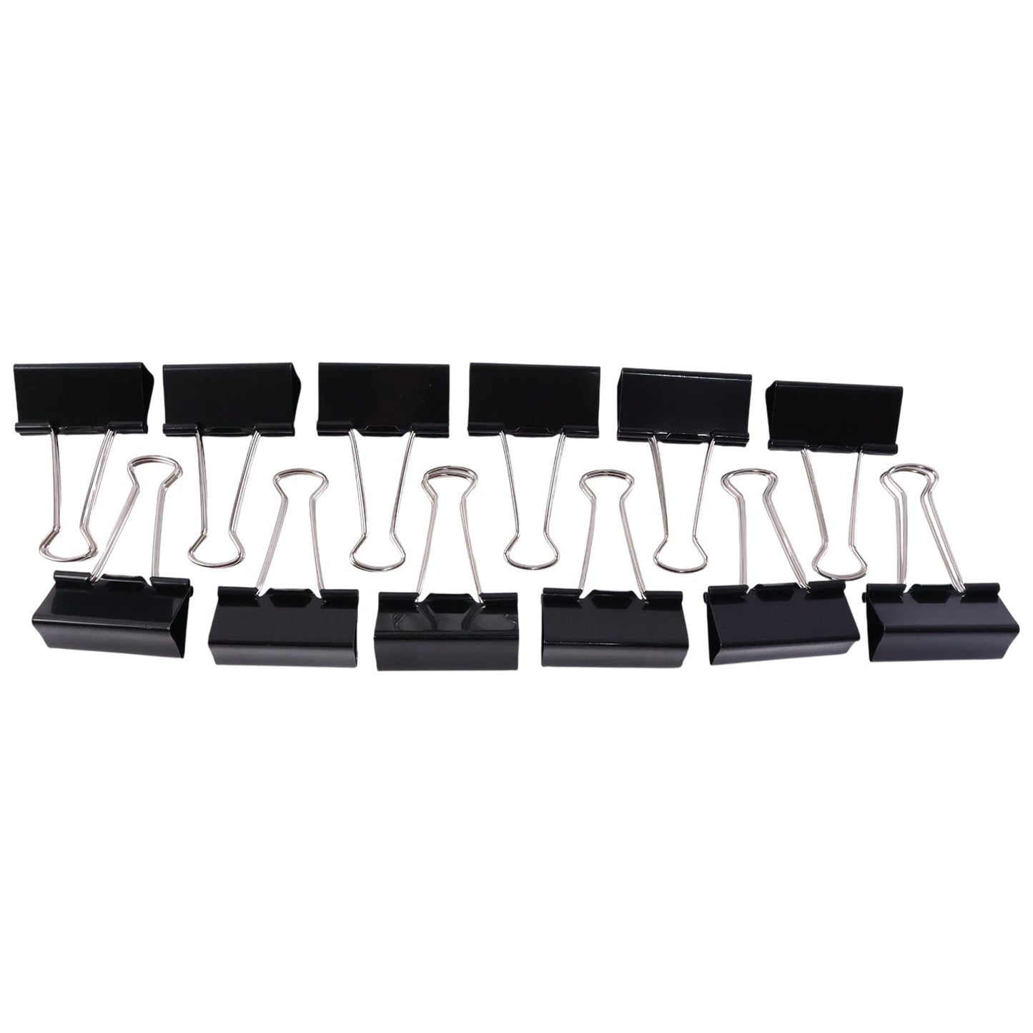 Pack of 12 black 25mm binder clips for office and school use