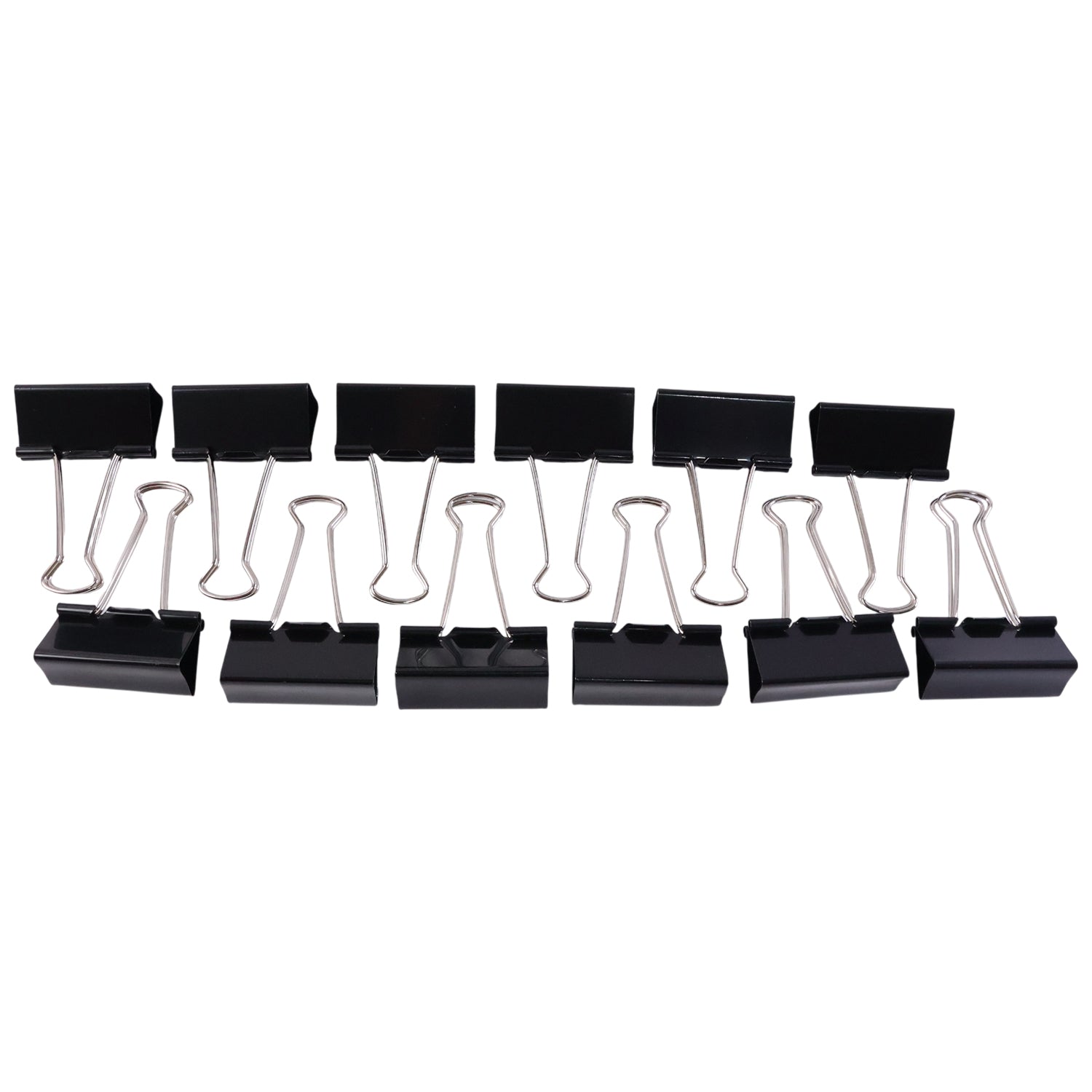 Pack of 12 black 25mm binder clips for office and school use