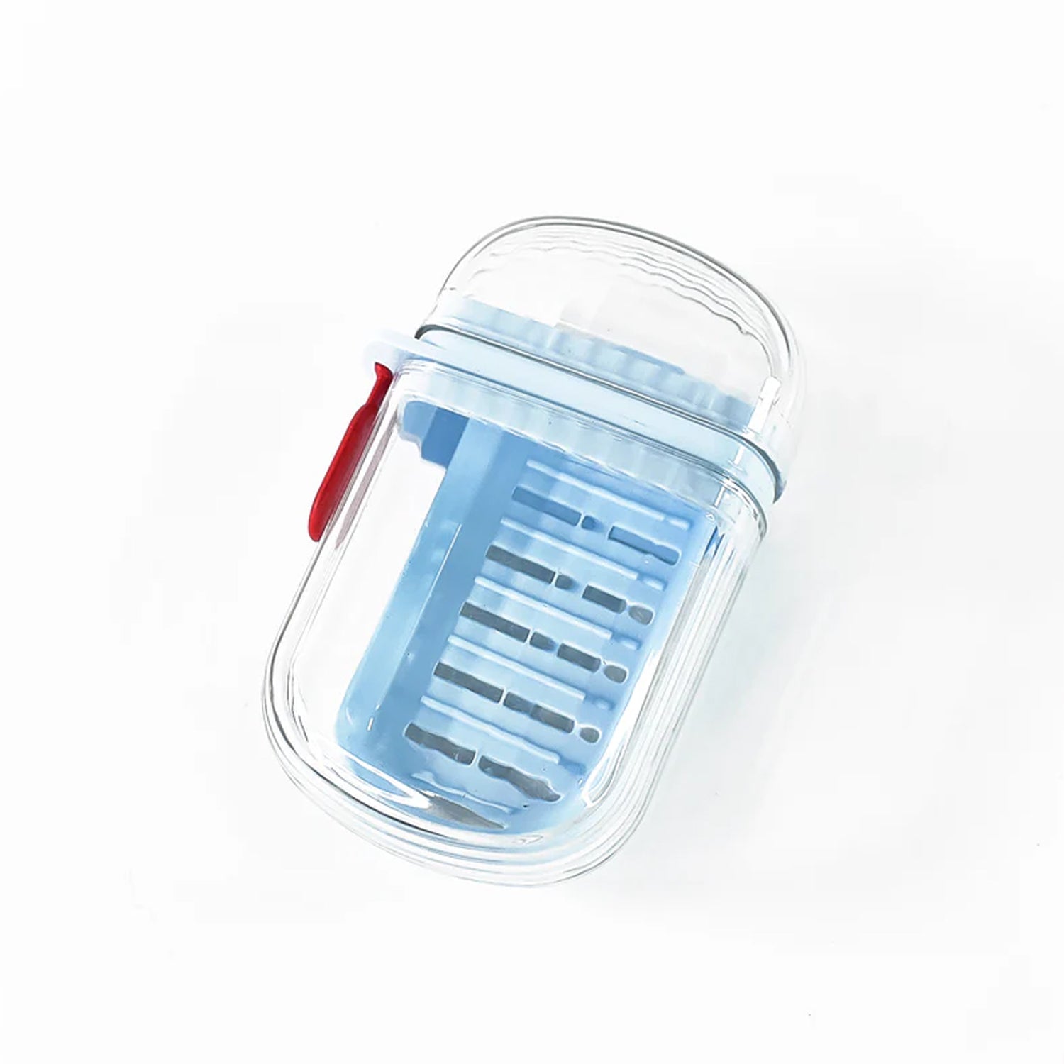 Durable plastic soap pod with locking lid for leak-proof storage