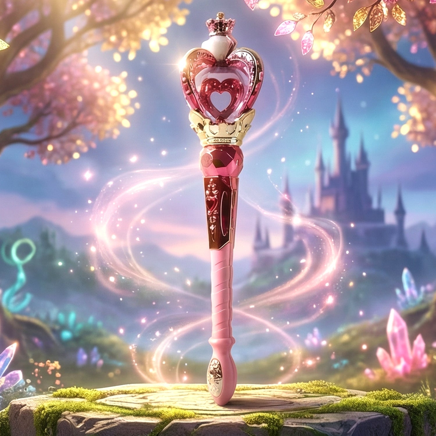 Close-up of glowing magic wand for kids