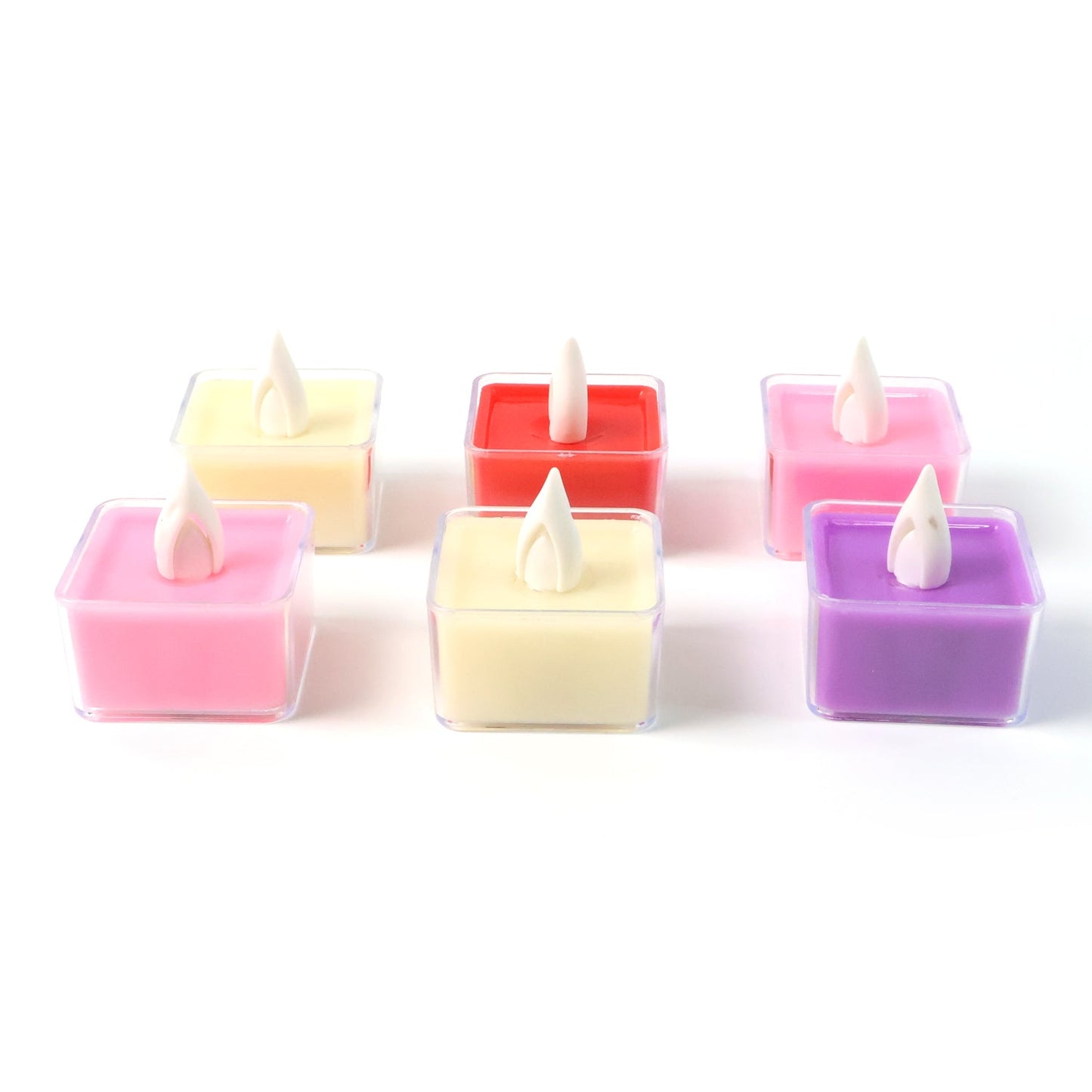 Safe flameless LED tealight candle glowing with natural flickering effect