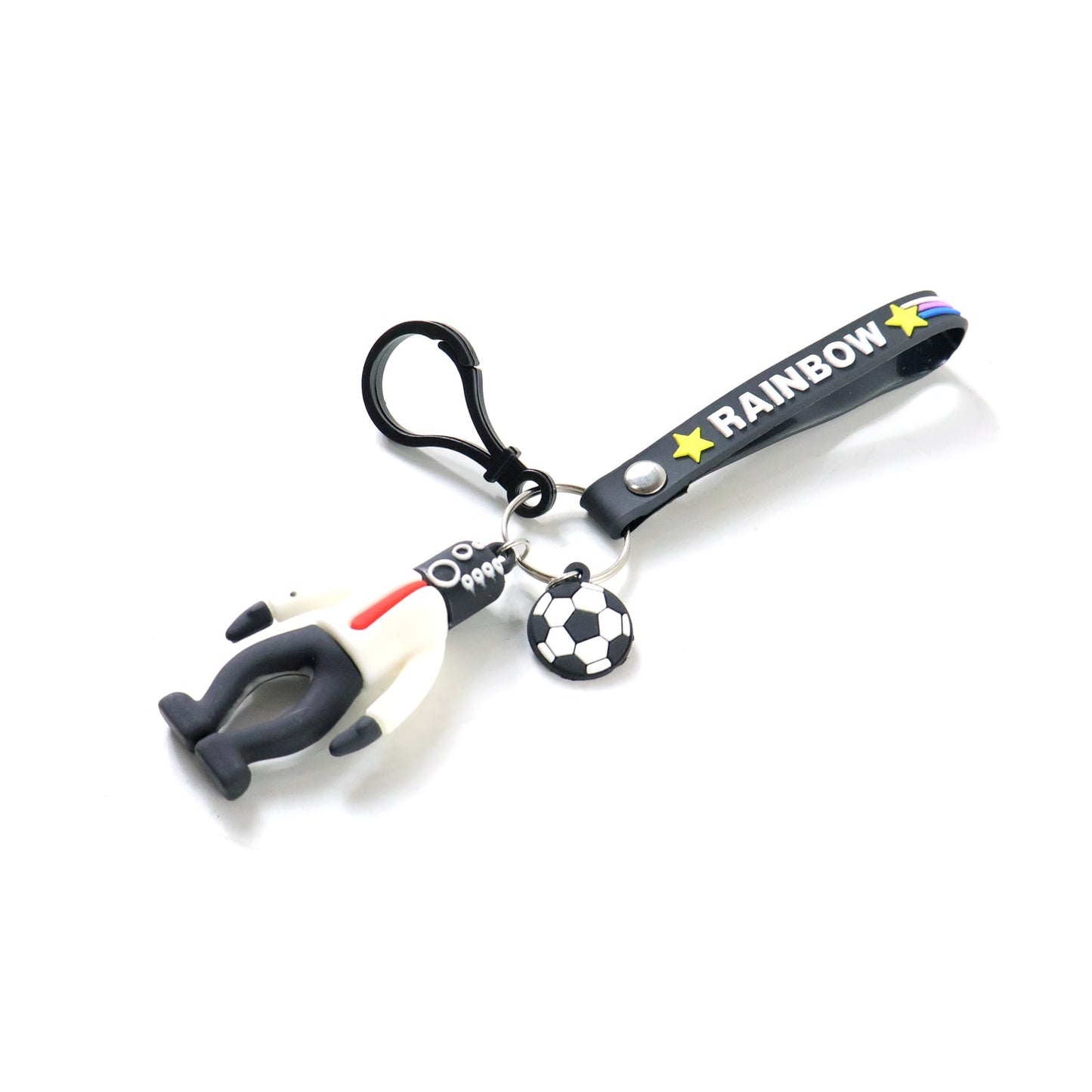 Vibrant rainbow strap cartoon football boy keychain for daily accessories