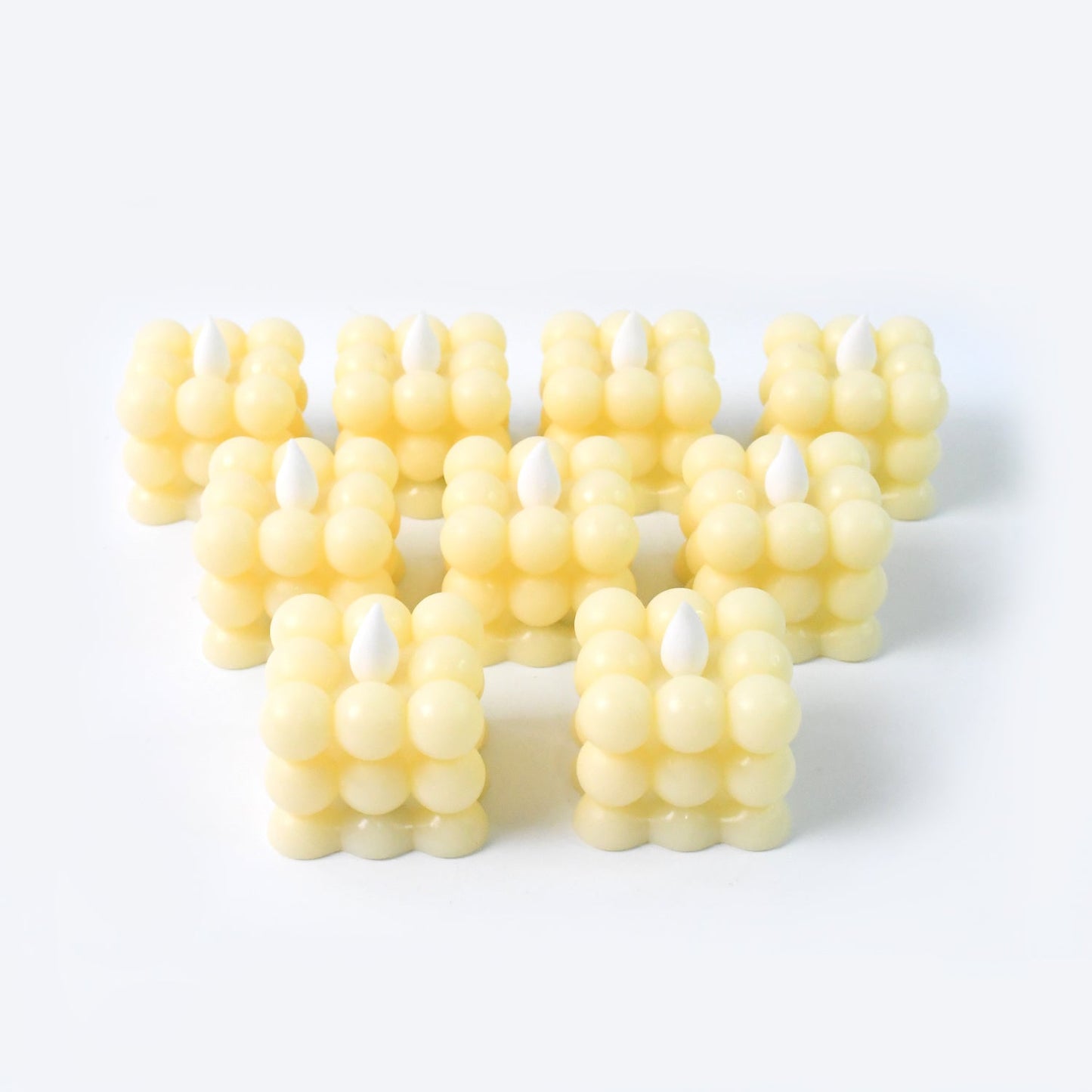 Battery-operated LED candle lights with bubble cube design