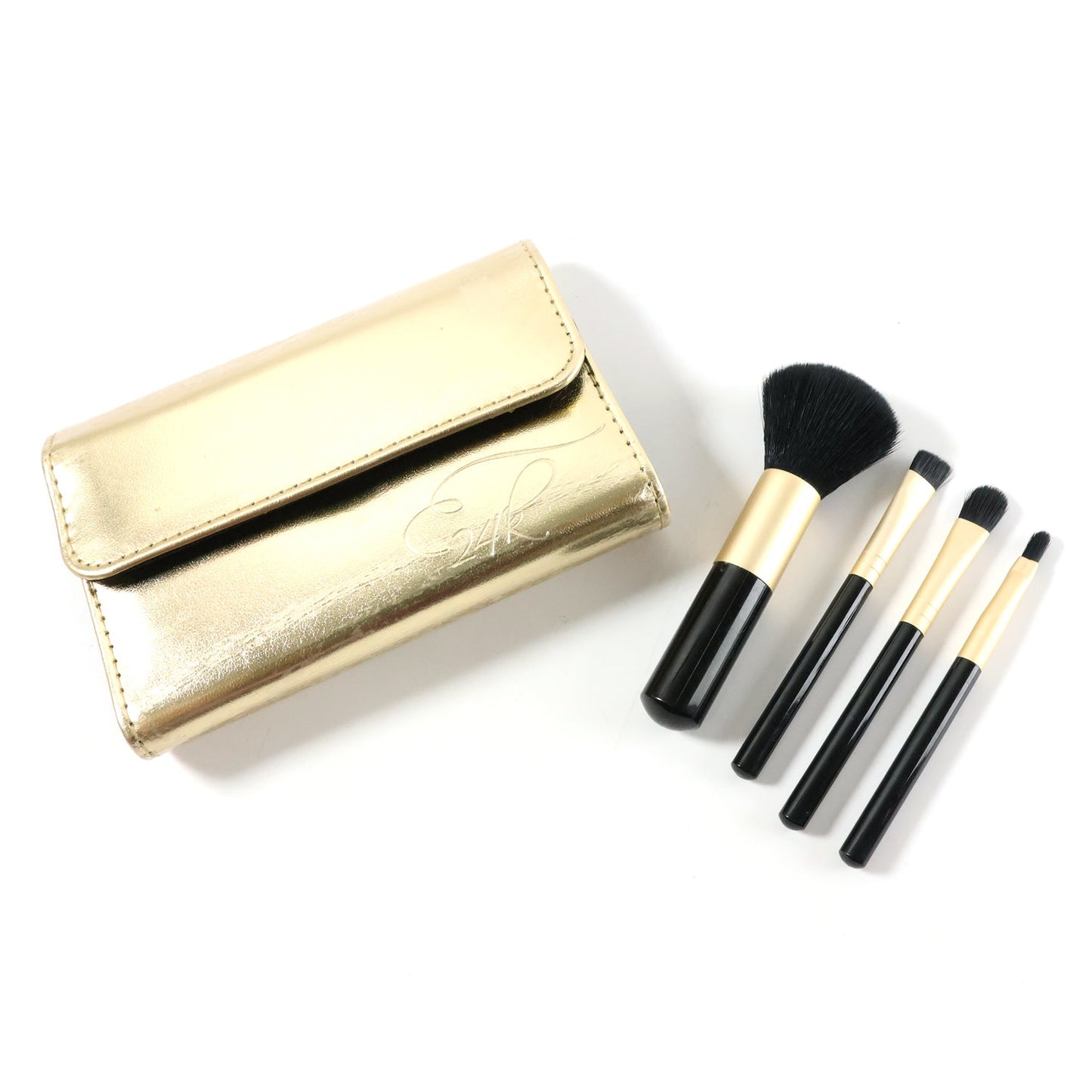 Professional makeup brush set with storage pouch for organised use