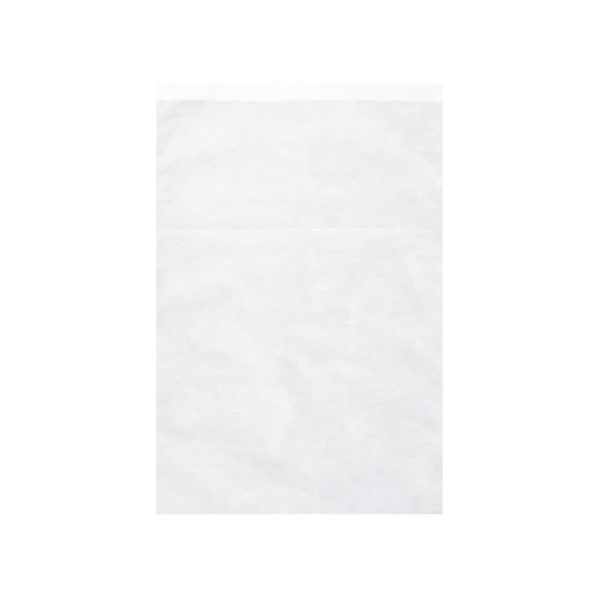 A rectangular piece of white non-woven fabric, unfolded and flat on a white background.