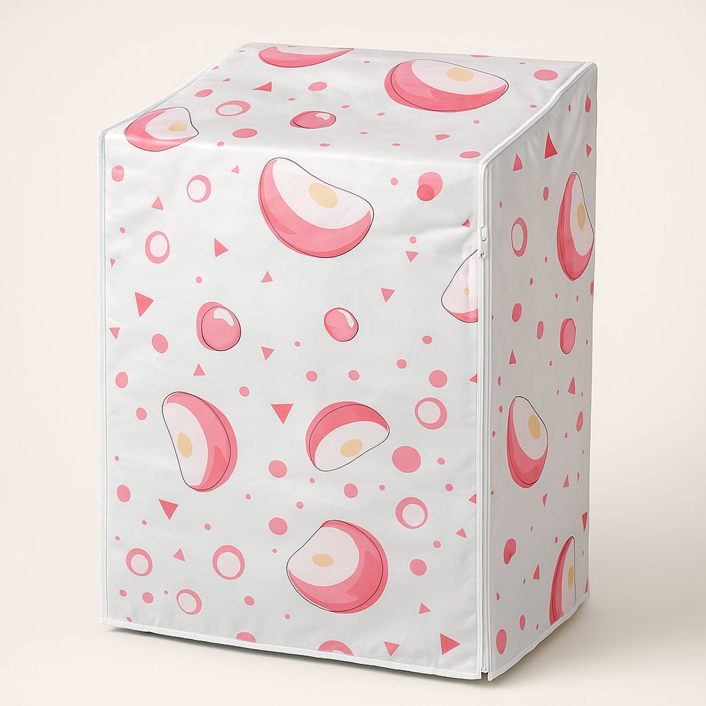 Wrap protector washing machine cover demonstrating full zipper closure