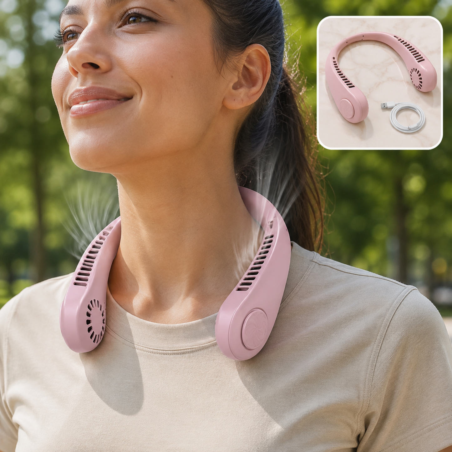 Bladeless Neck Fan – USB Rechargeable & Hands-Free |