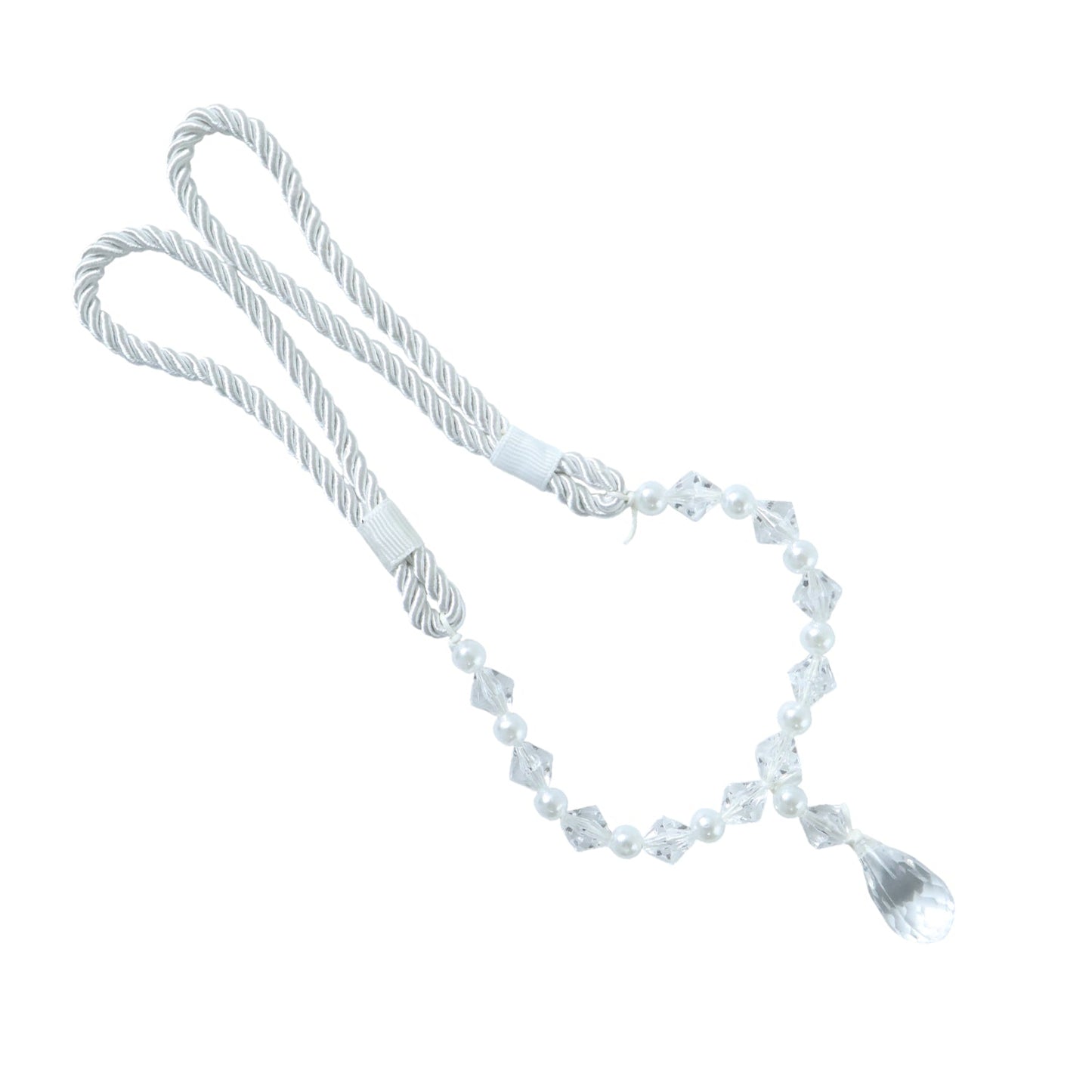 Decorative crystal curtain accessory with twisted rope design