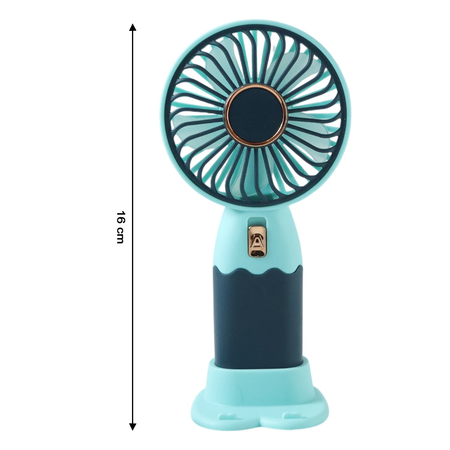 Black rechargeable portable mini fan with USB charging port
