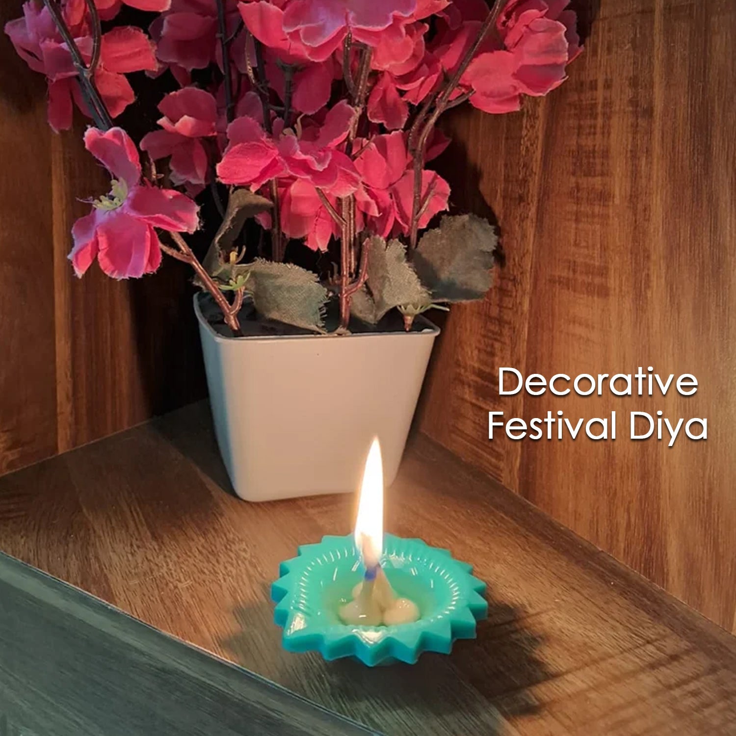 Assortment of reusable silicone diyas in various colours and patterns, ideal for home decoration.