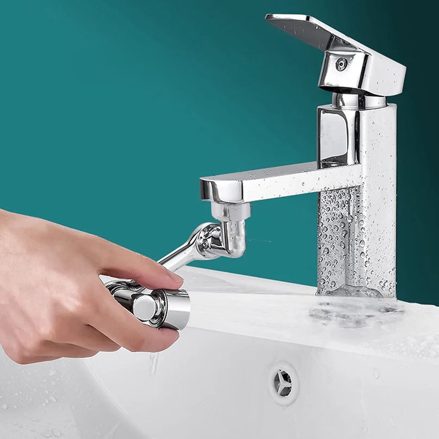Splash-proof tap extender with dual outlet spray and bubble modes