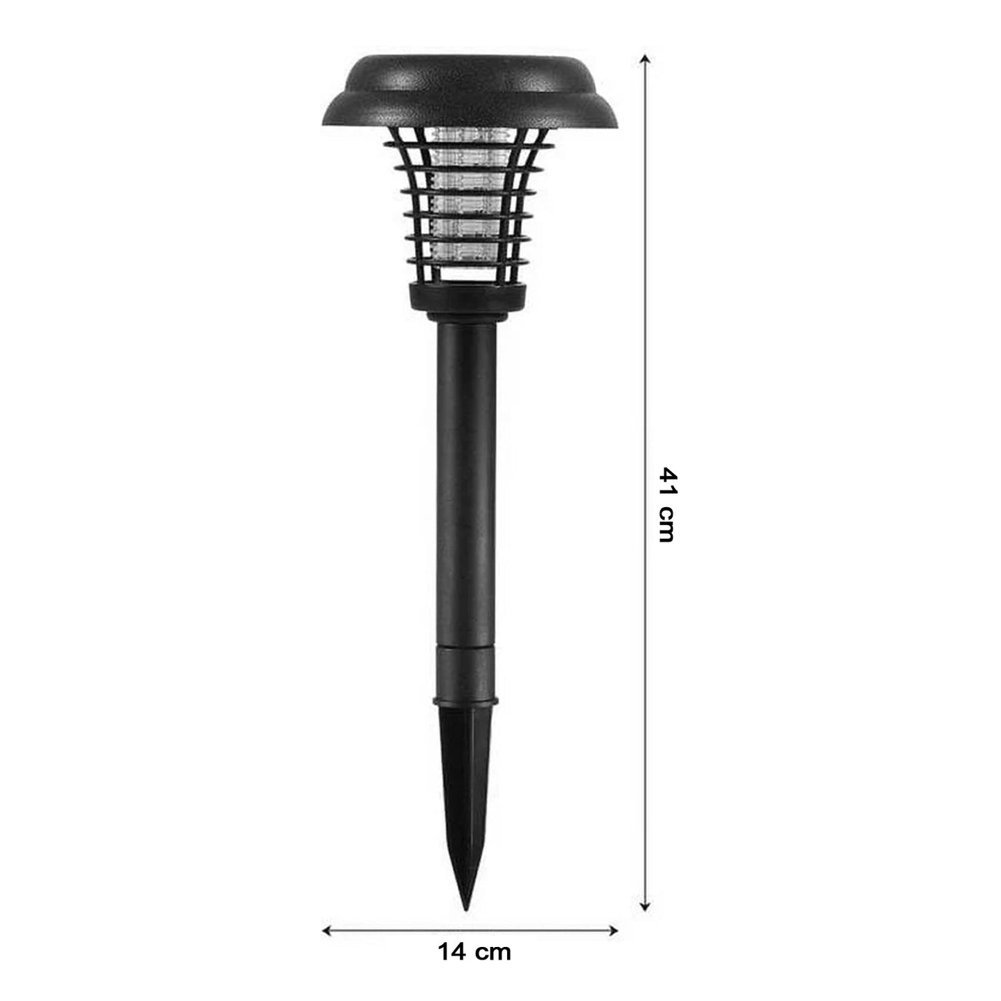 Close-up of solar powered UV LED mosquito trap outdoor light