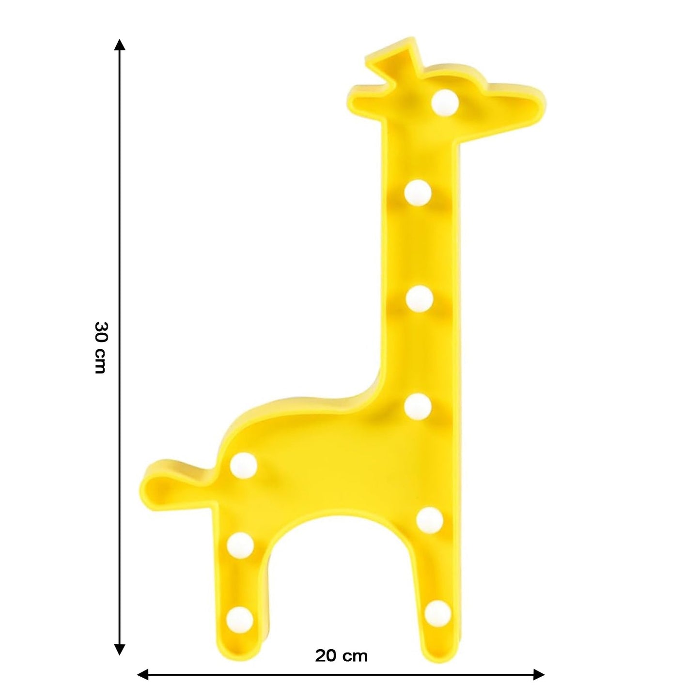 Close-up of LED decorative light shaped as a giraffe silhouette